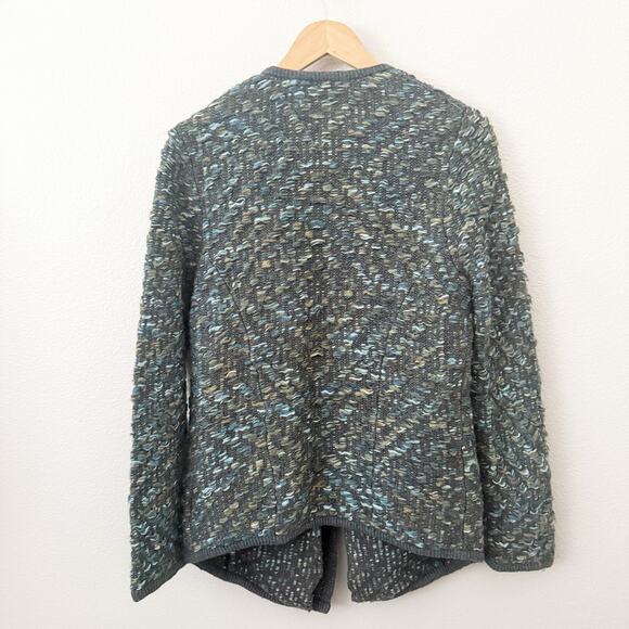 MOTH x ANTHROPOLOGIE | Keavy Jacquard Jacket Sweater Greens Blues Grays | Medium - Picture 8 of 10
